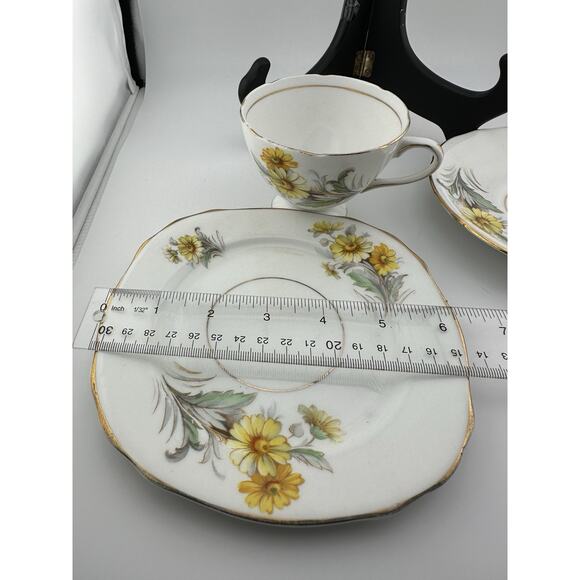 Royal Stafford "Black Eyed Susan" Tea Trio Footed Cup Mid Century Bone China - Picture 7 of 8